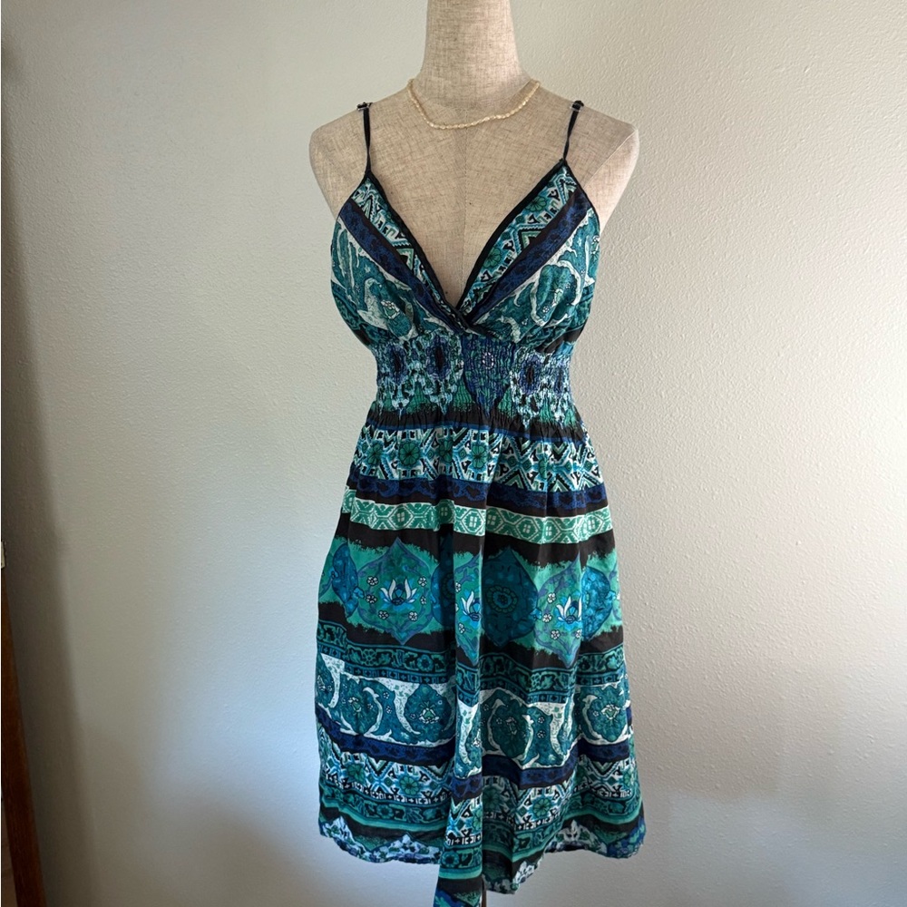 Elegant Blue Patterned Dress